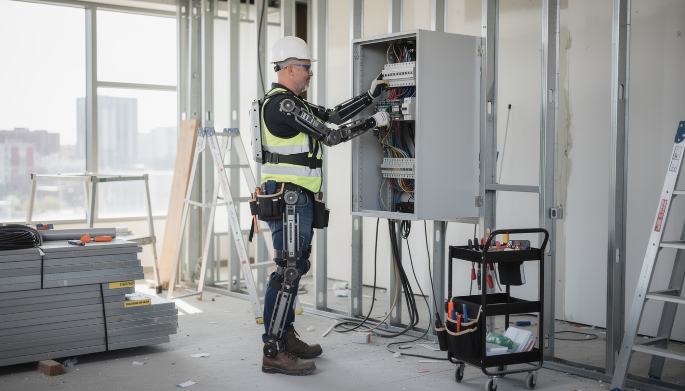 Comment un exosquelette améliore le travail de l’électricien découvrez comment un exosquelette peut faciliter le travail des électriciens en améliorant leur posture, réduisant la fatigue et augmentant leur efficacité sur le chantier.