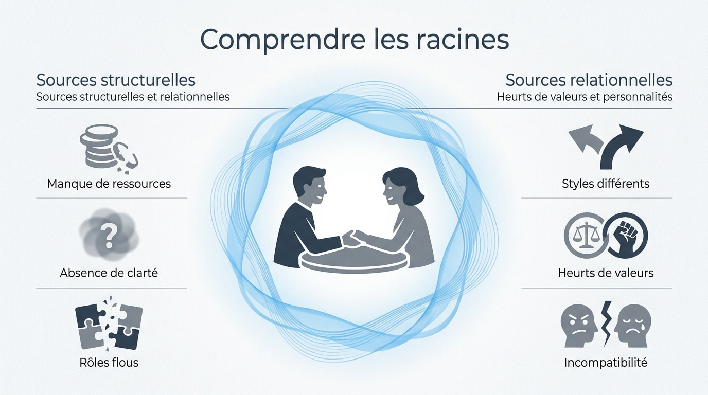 Analyse des sources de conflits et médiation en équipe
