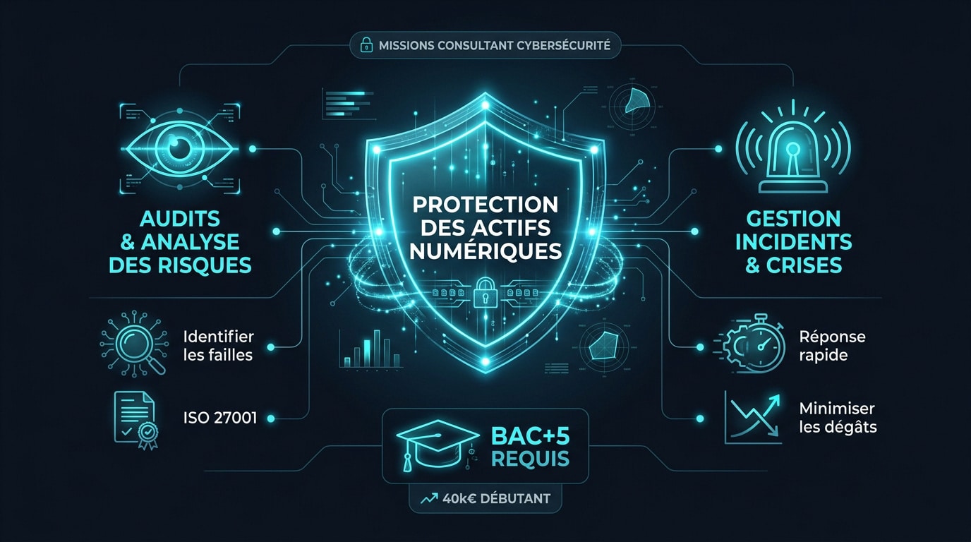 Consultant en cybersécurité analysant des données de protection numérique