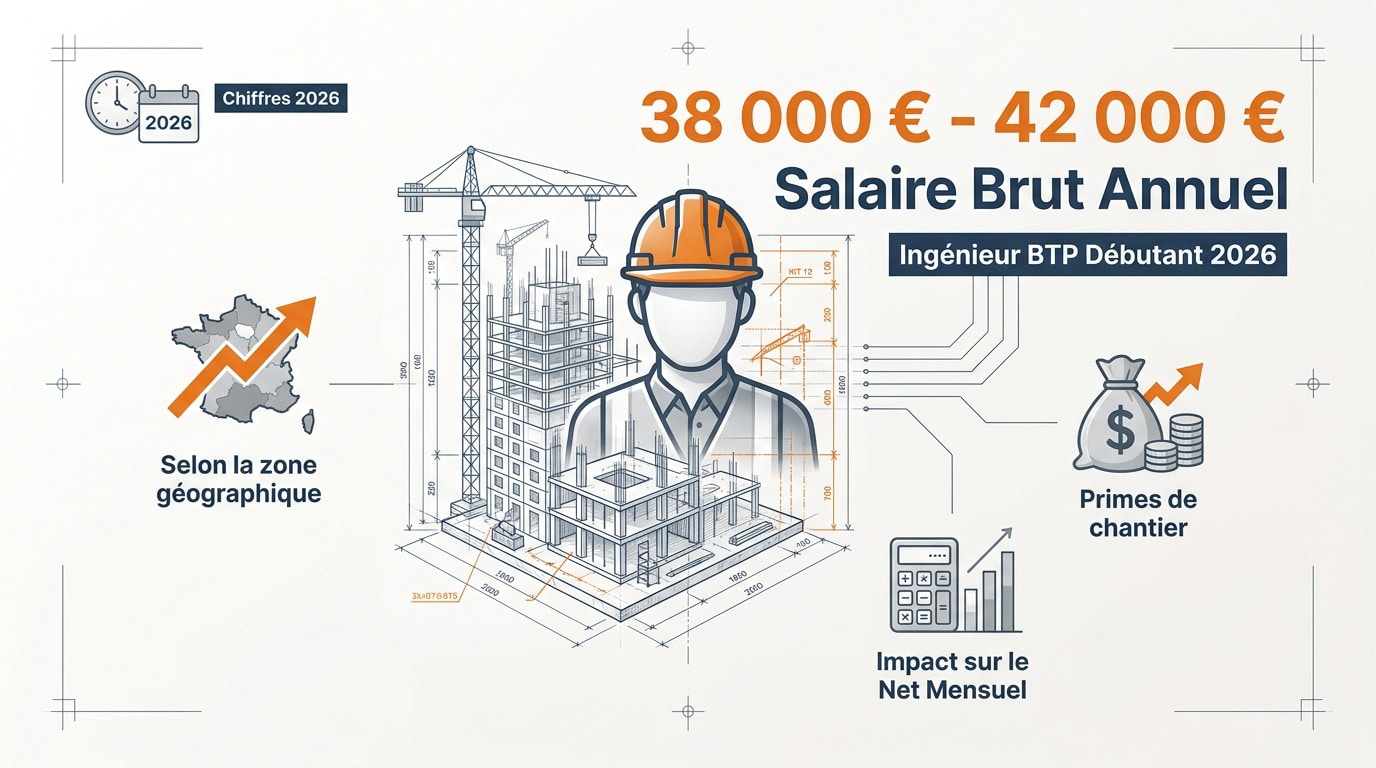 Ingénieur BTP débutant consultant des données salariales sur tablette en 2026